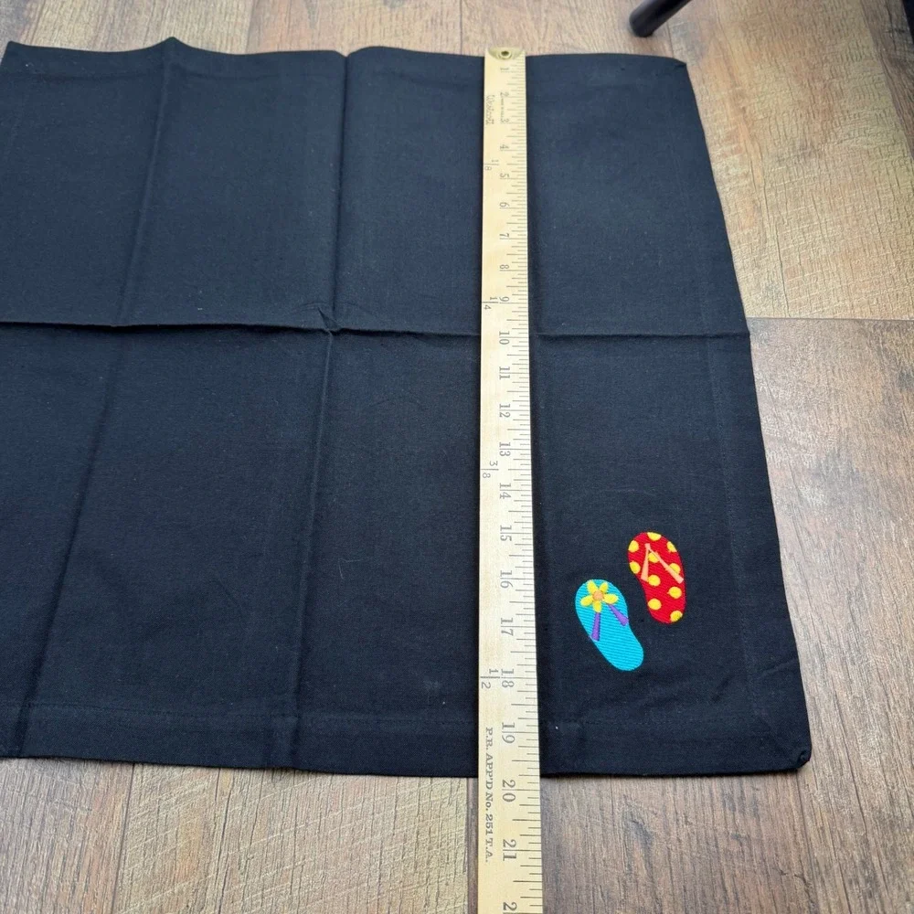 Set of 8 Vintage Placemats and 8 Napkins Black Cotton Flip‎ Flops
